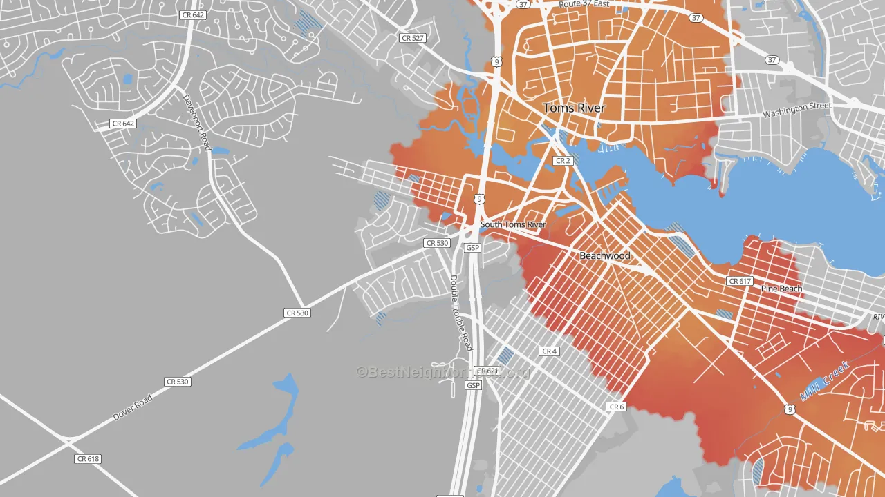 Transit Grade map of South Toms River, NJ