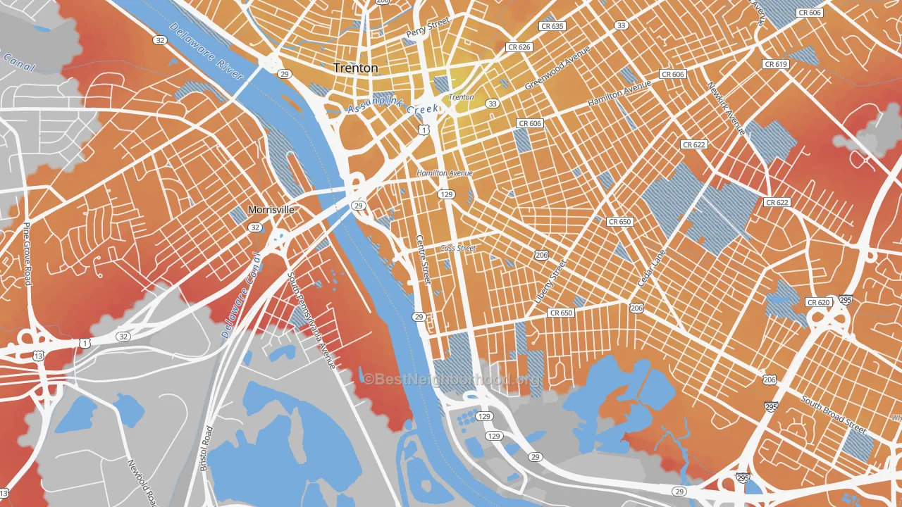 Transit Grade map of South Trenton, Trenton, NJ