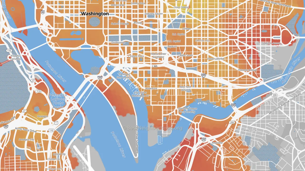 Transit Grade map of South West, Washington, DC
