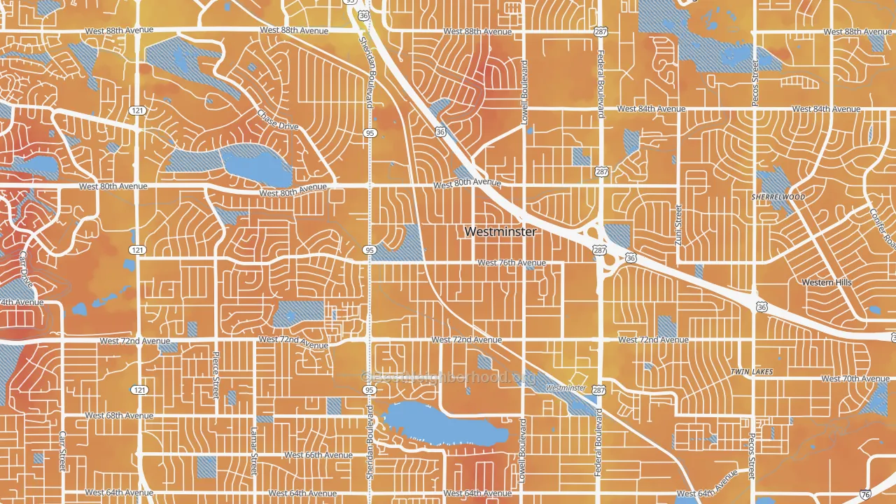 Transit Grade map of South Westminster, Westminster, CO