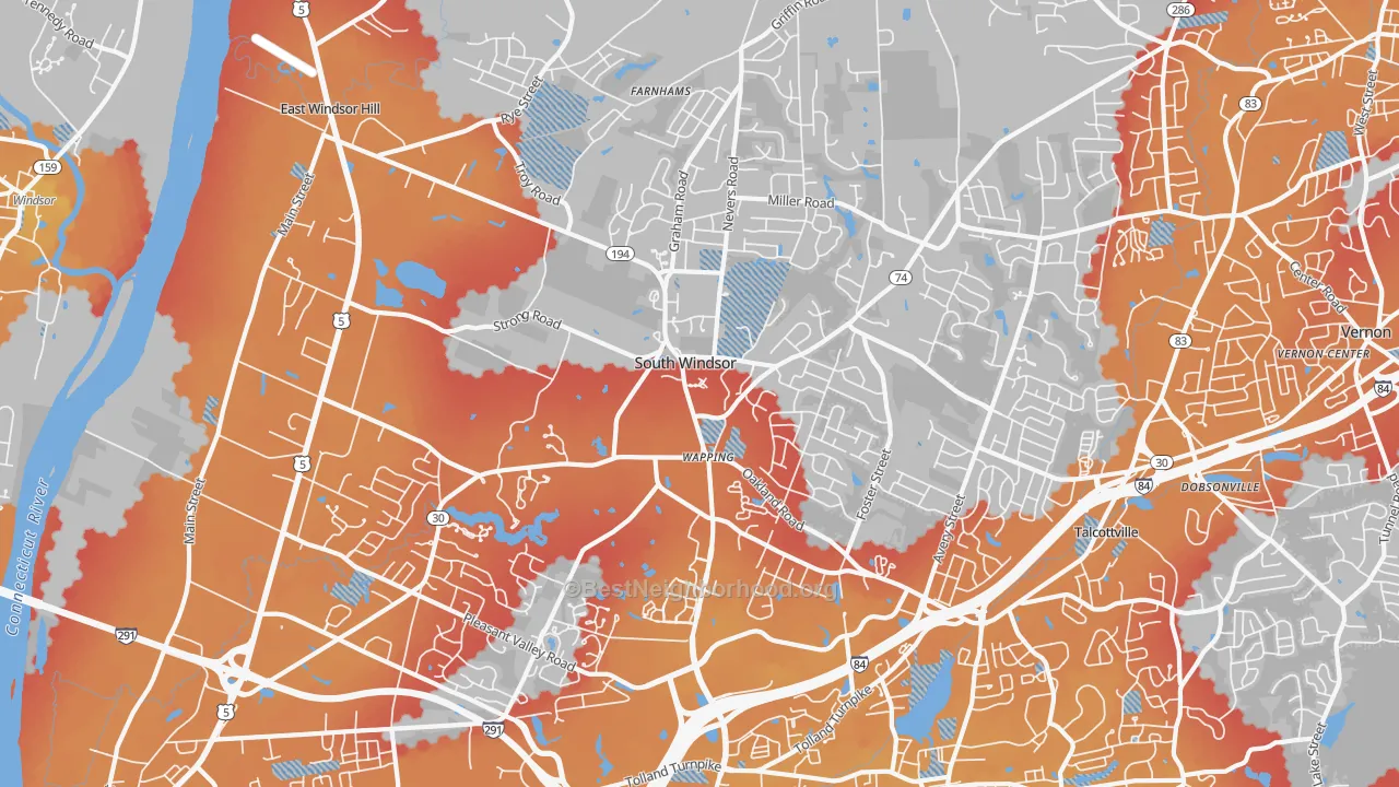 Transit Grade map of South Windsor, CT