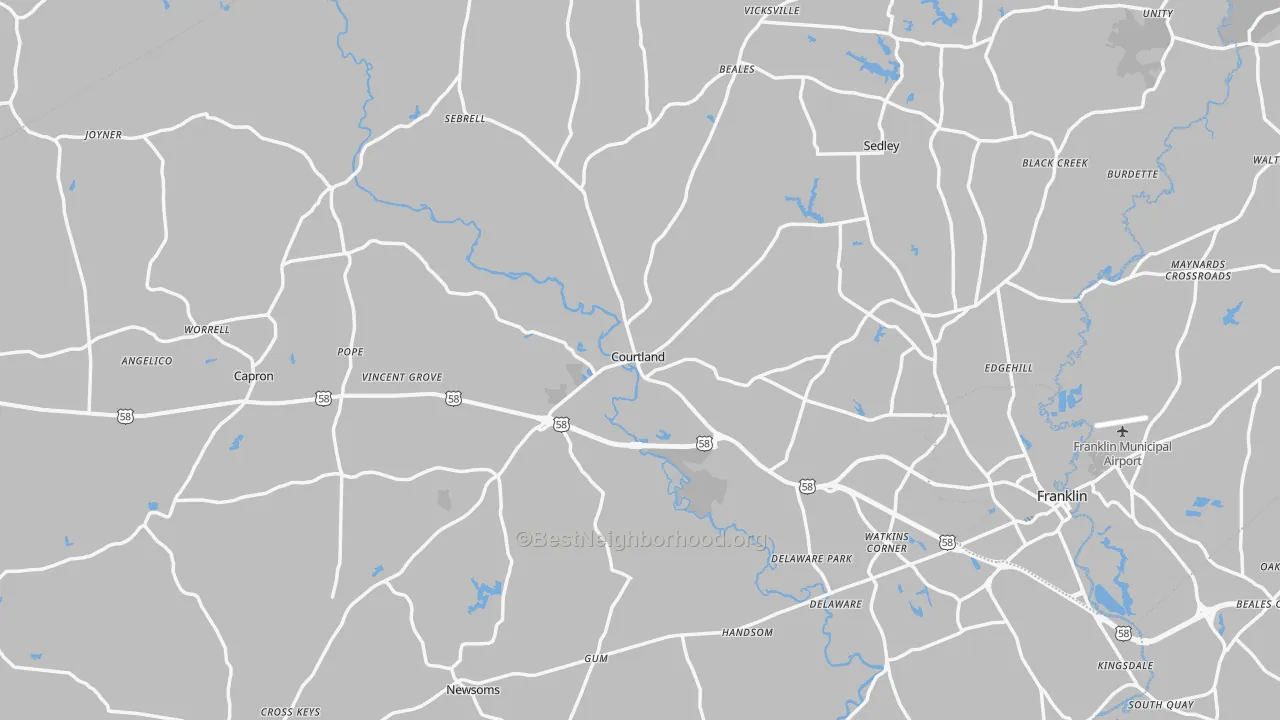Transit Grade map of Southampton County, VA