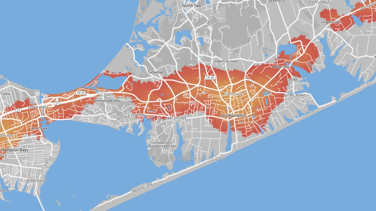 Transit Grade map of Southampton, NY