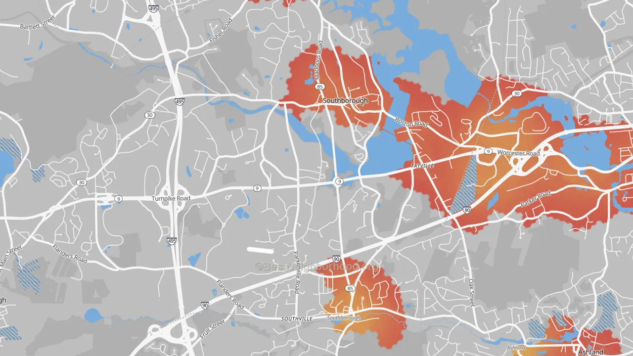 Transit Grade map of Southborough, MA