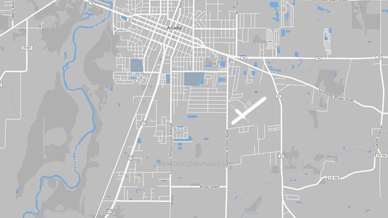 Transit Grade map of Southeast Arcadia, FL