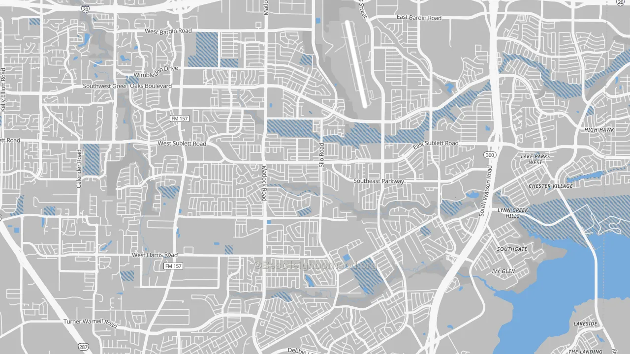 Transit Grade map of Southeast Arlington, Arlington, TX