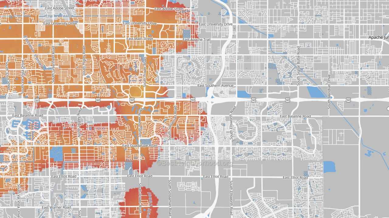 Transit Grade map of Southeast Mesa, Mesa, AZ