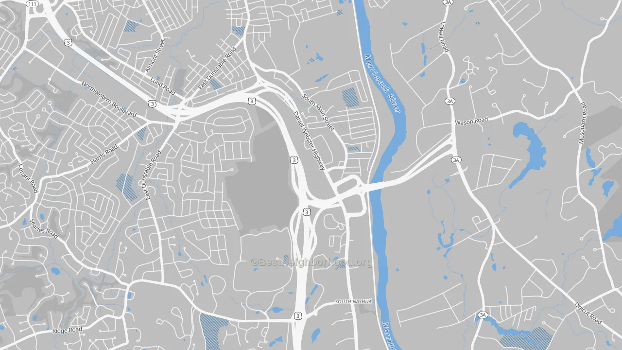 Transit Grade map of Southeast Nashua, Nashua, NH