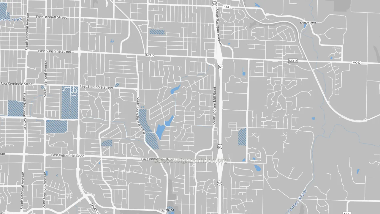 Transit Grade map of Southern Hills, Springfield, MO