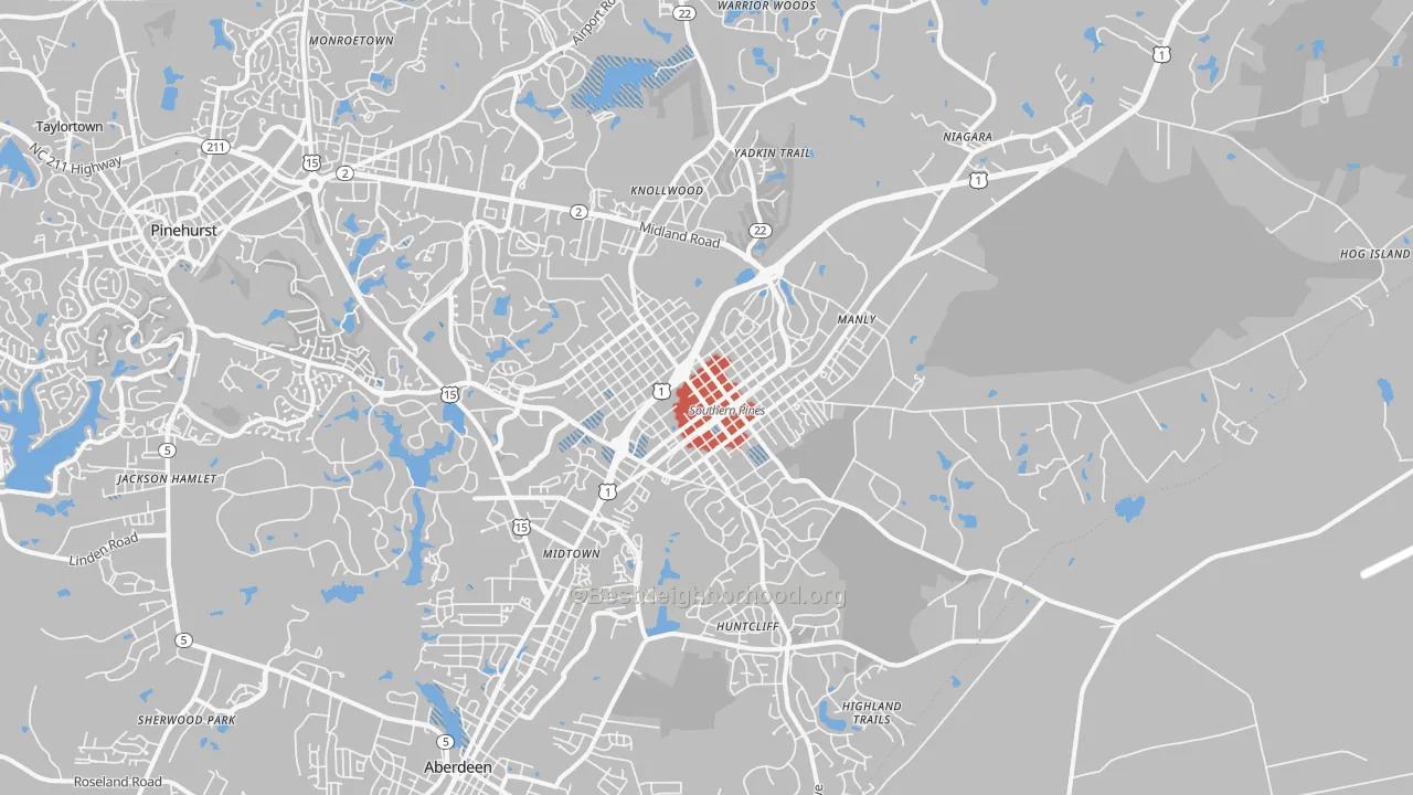 Transit Grade map of Southern Pines, NC