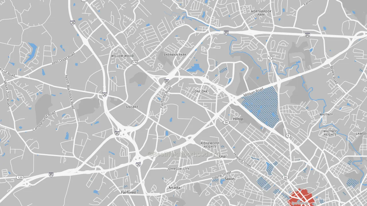 Transit Grade map of Southern Shops, SC