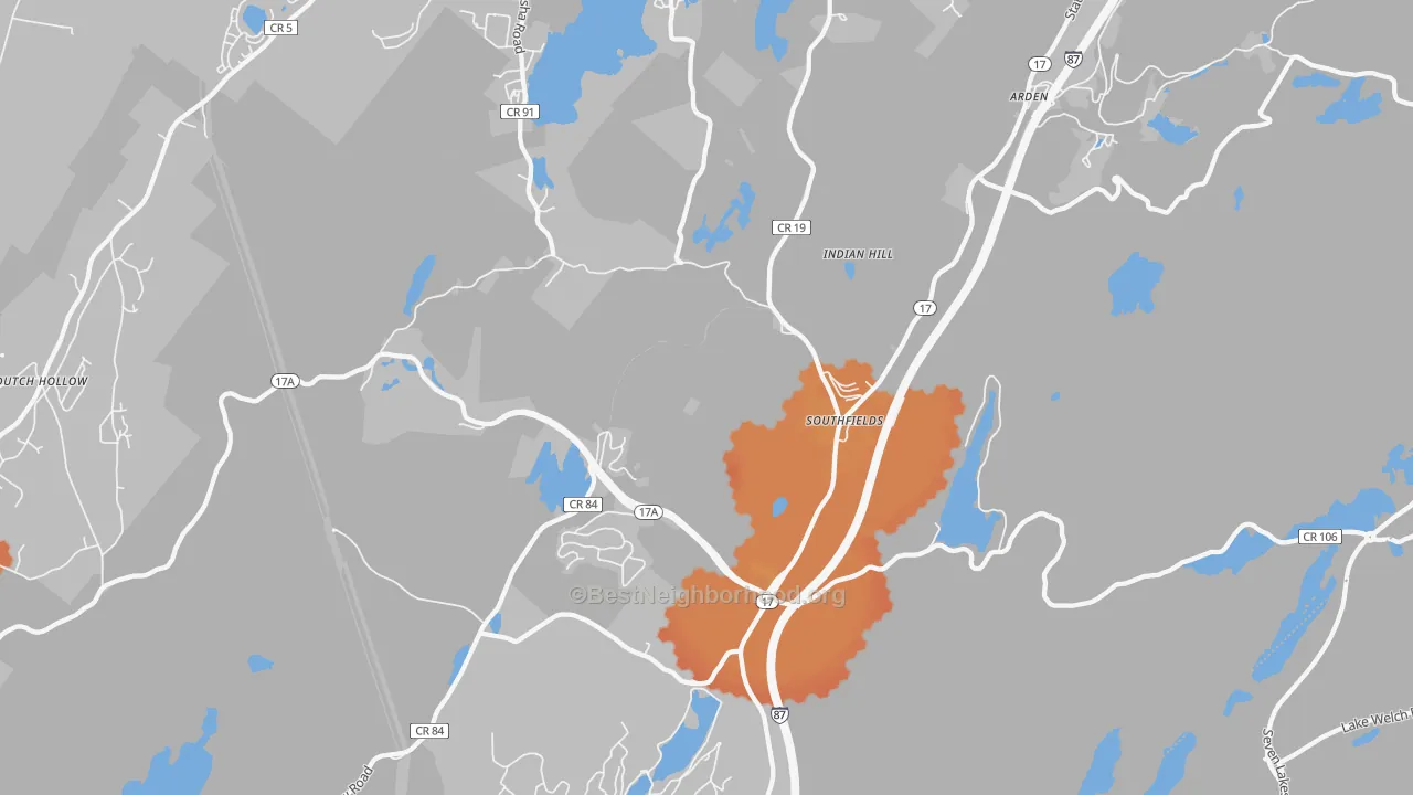 Transit Grade map of Southfields, NY
