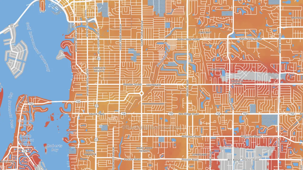Transit Grade map of Southgate, FL