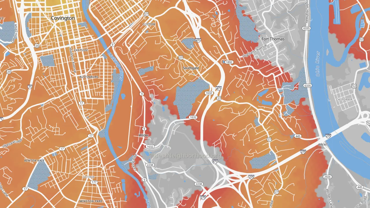 Transit Grade map of Southgate, KY
