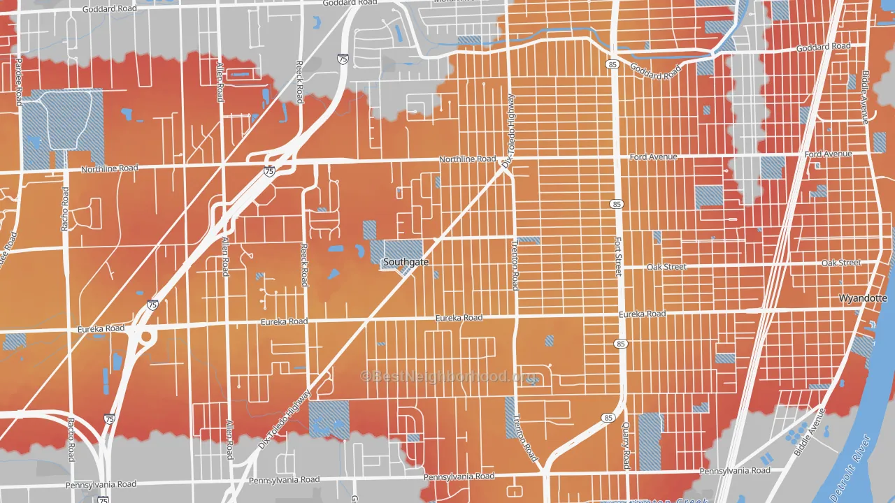 Transit Grade map of Southgate, MI