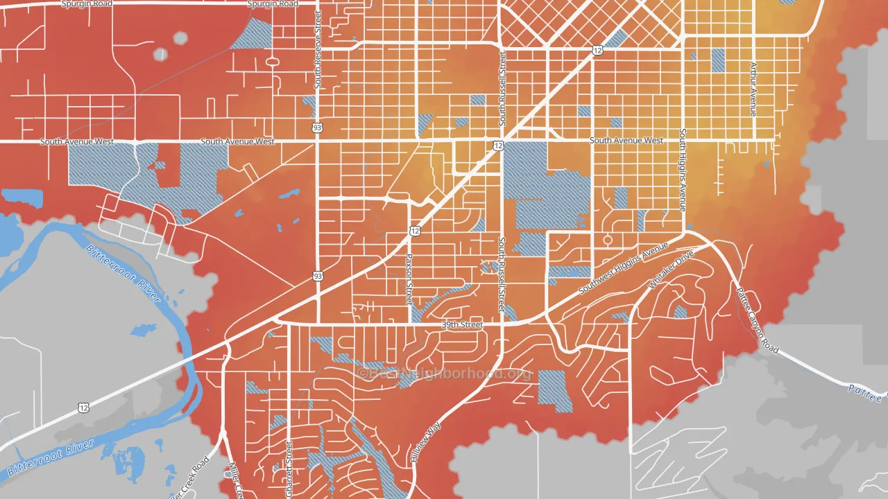 Transit Grade map of Southgate Triangle, Missoula, MT