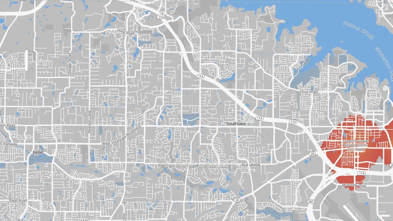 Transit Grade map of Southlake, TX