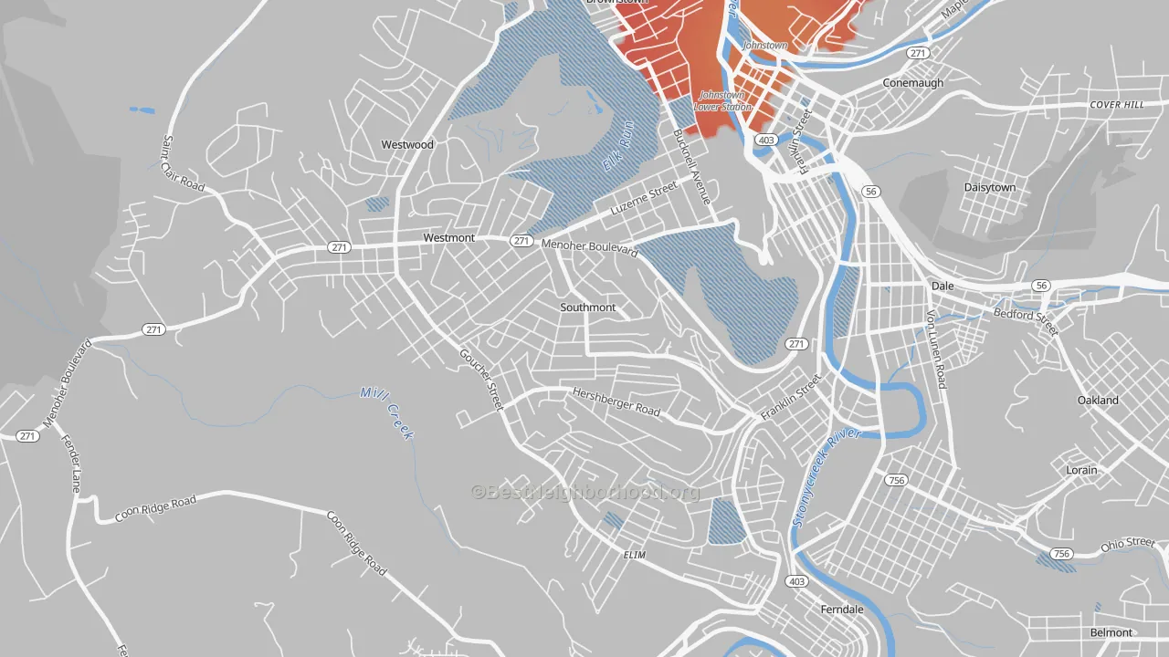 Transit Grade map of Southmont, PA