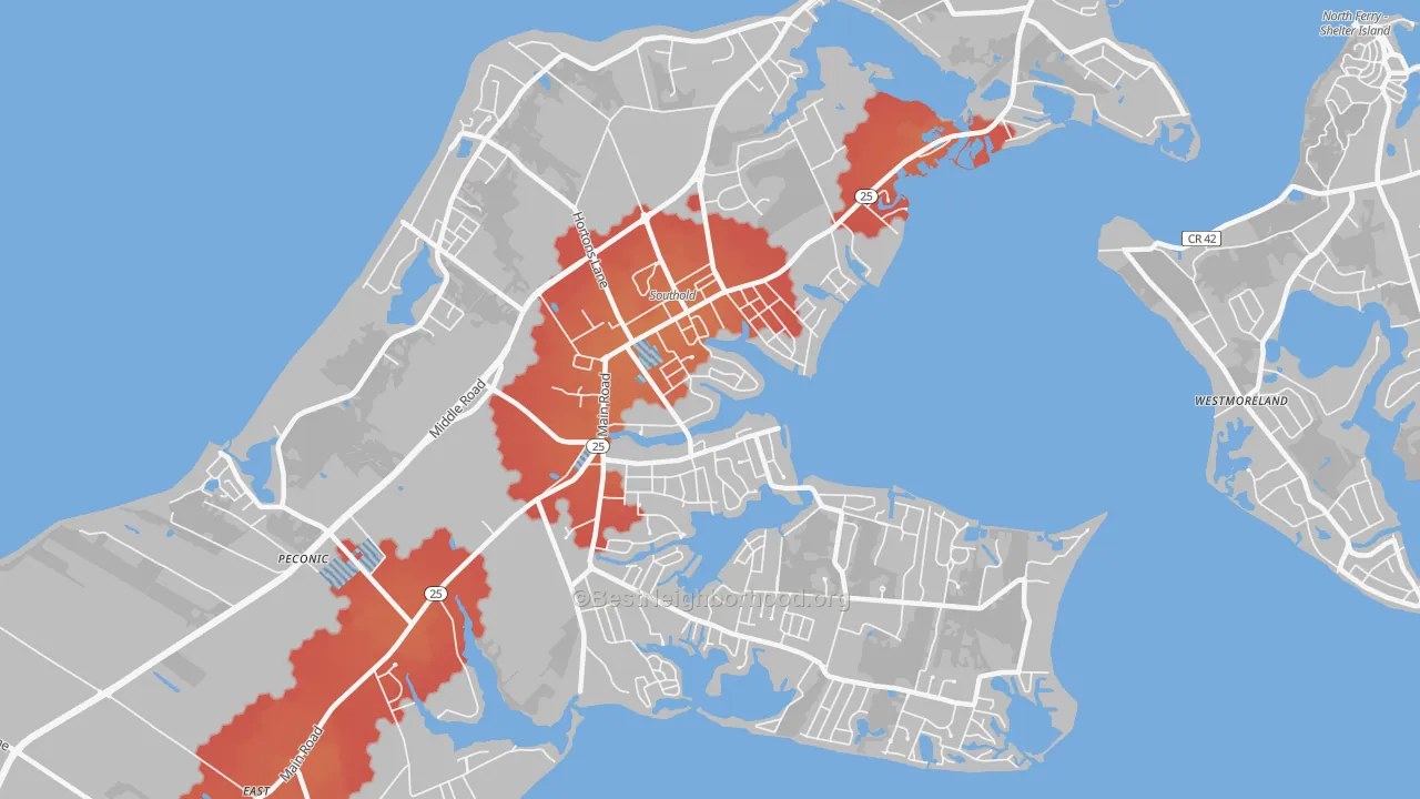 Transit Grade map of Southold, NY