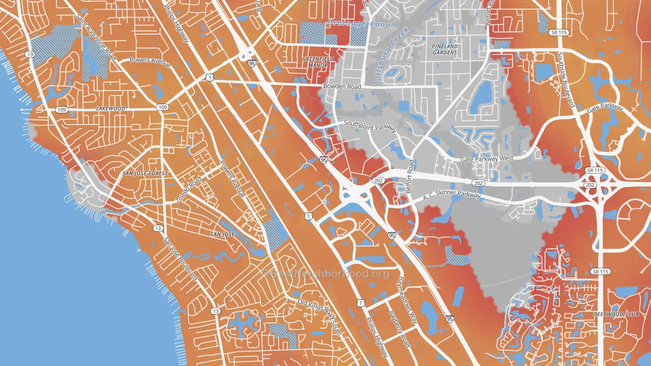 Transit Grade map of Southpoint, Jacksonville, FL