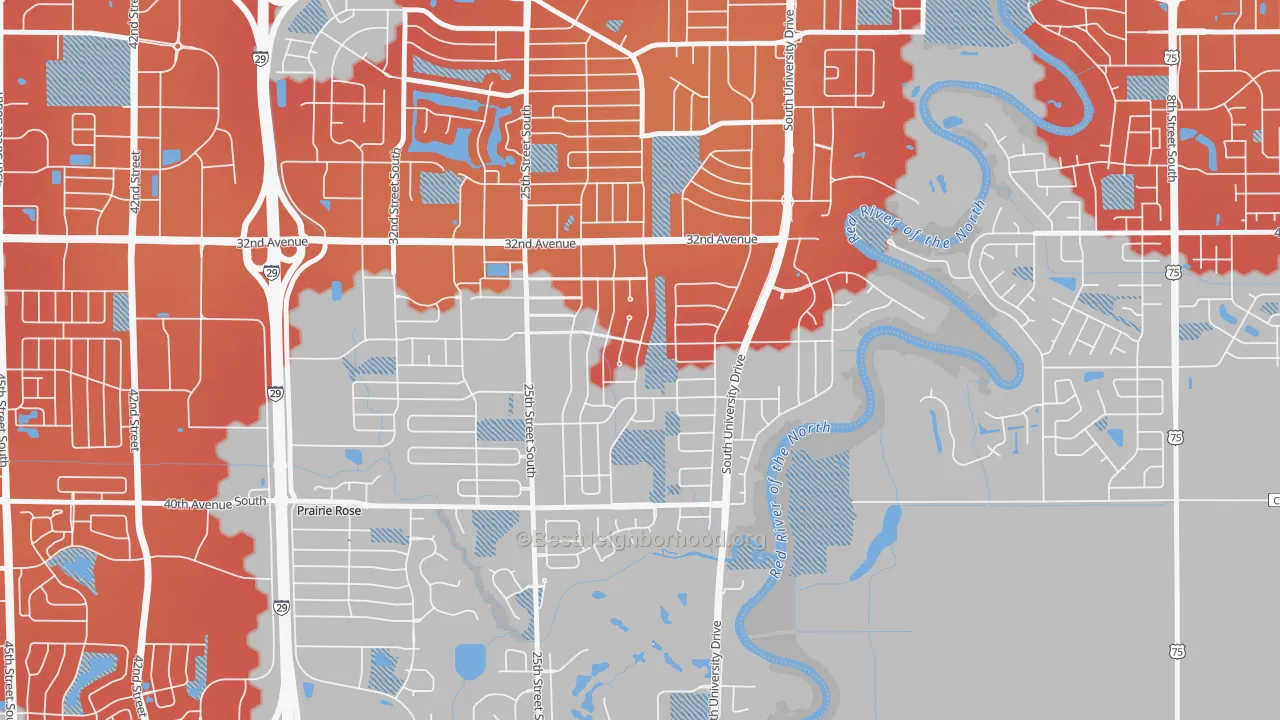Transit Grade map of Southpointe, Fargo, ND