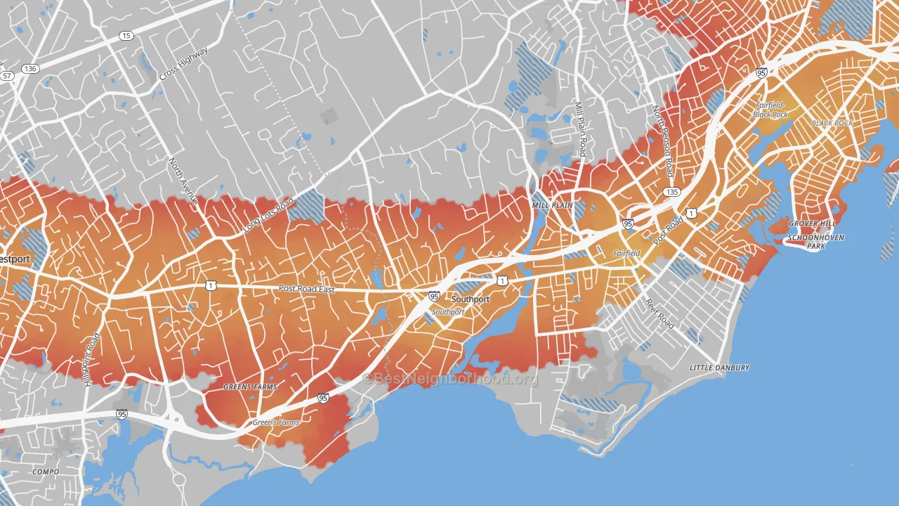 Transit Grade map of Southport, CT