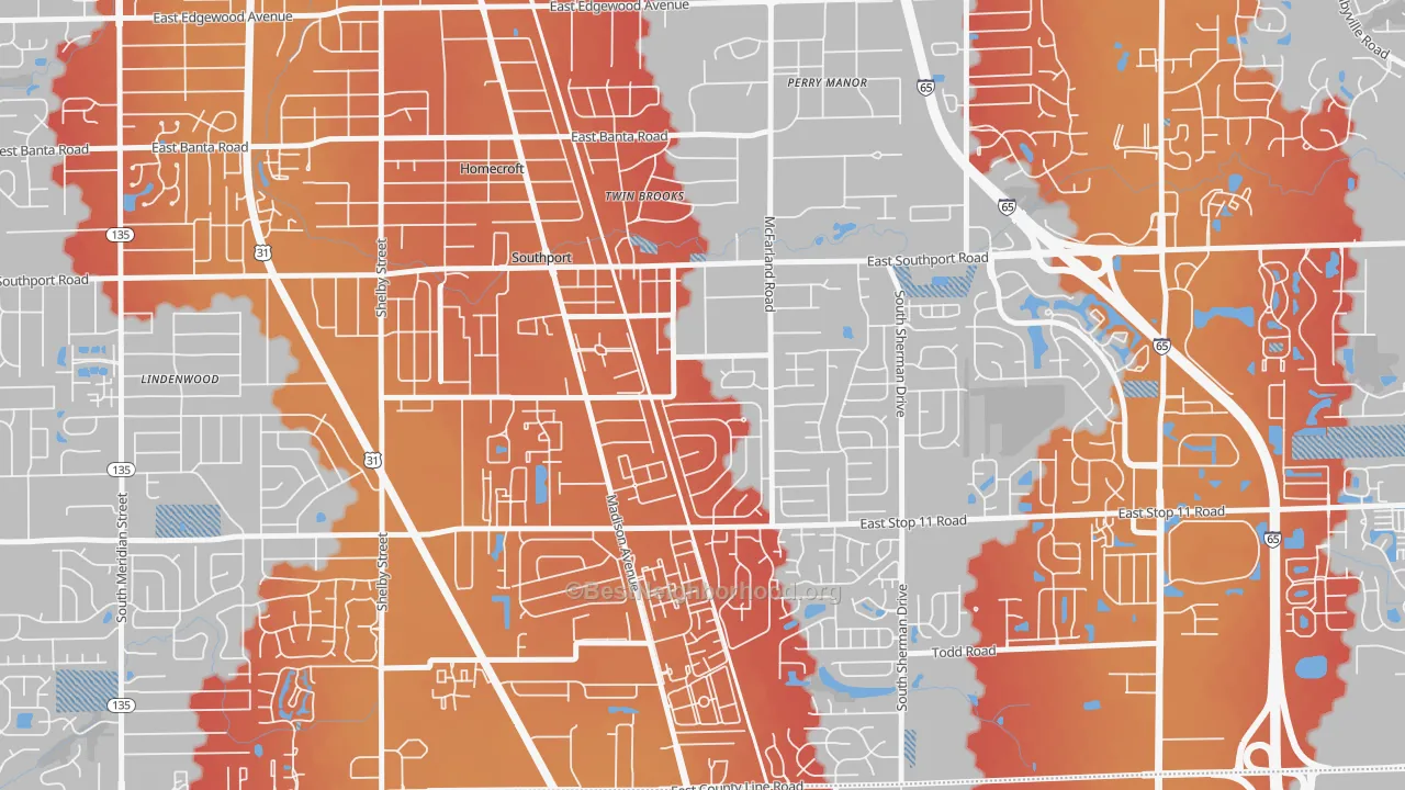 Transit Grade map of Southport, IN