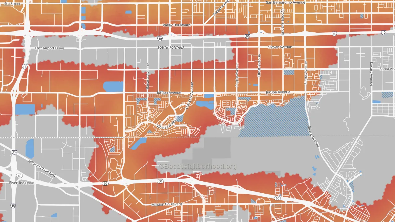 Transit Grade map of Southridge Village, Fontana, CA