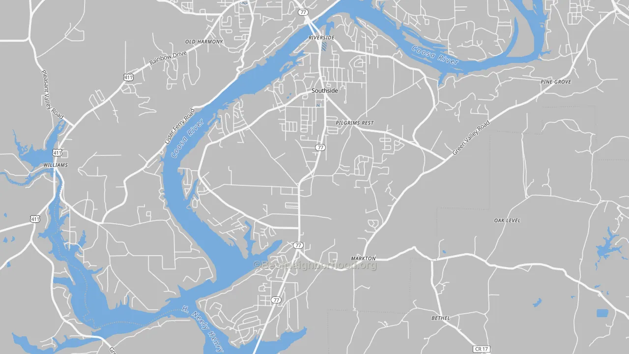 Transit Grade map of Southside, AL