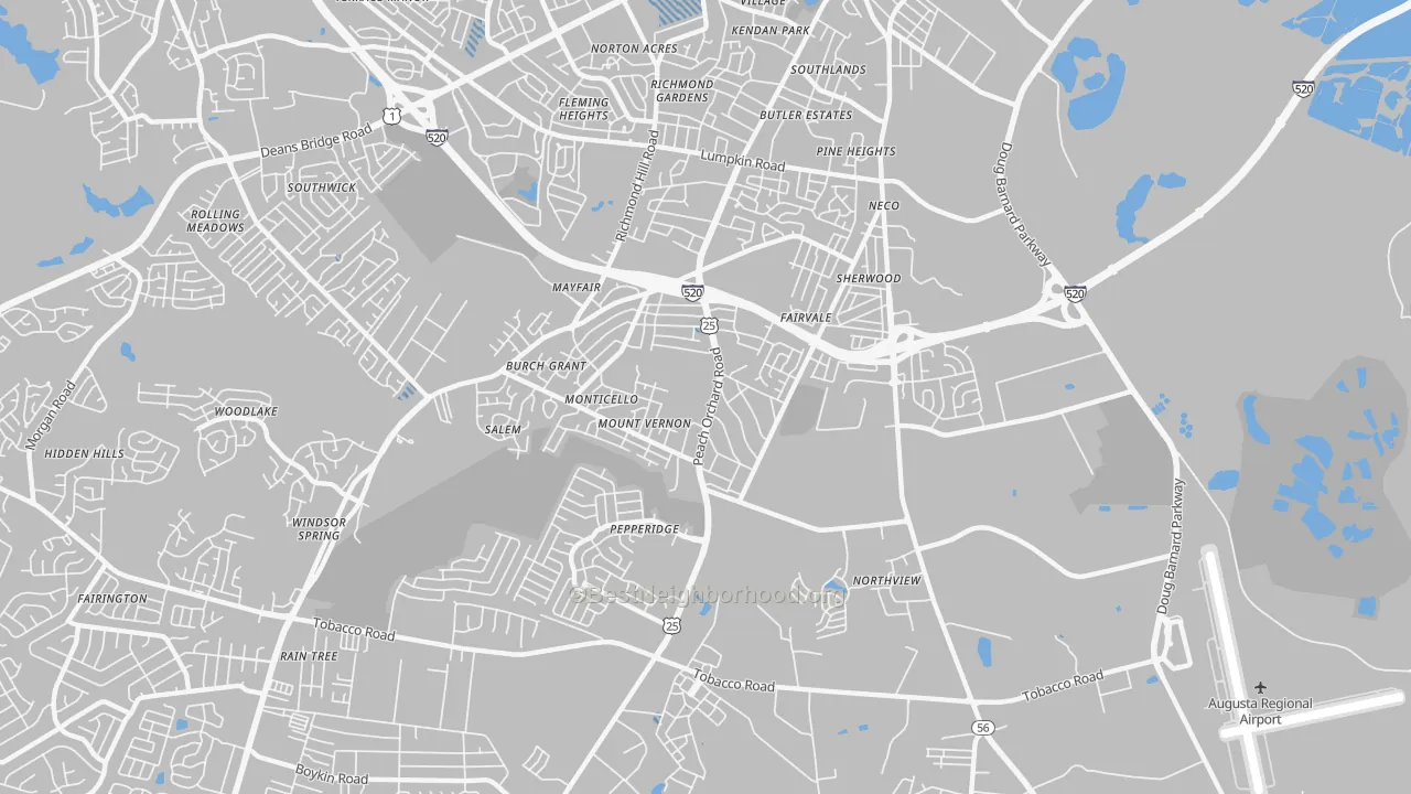 Transit Grade map of Southside, Augusta, GA