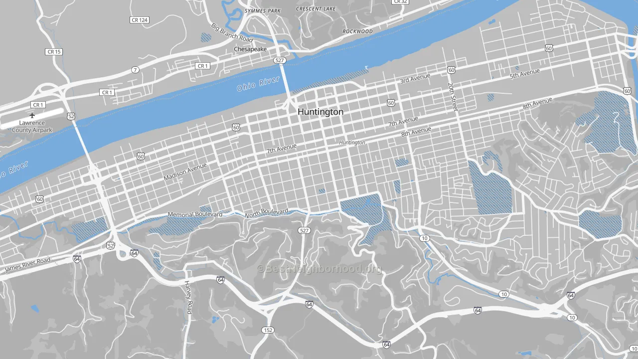 Transit Grade map of Southside, Huntington, WV