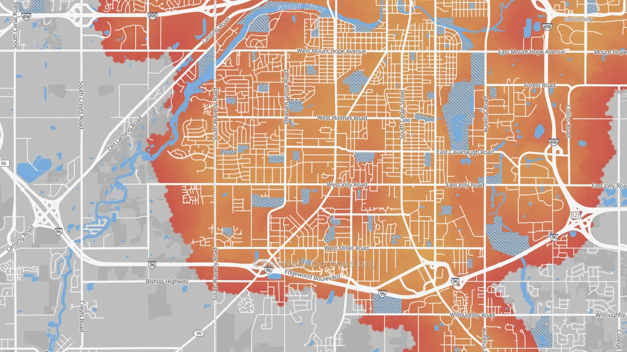 Transit Grade map of Southside, Lansing, MI