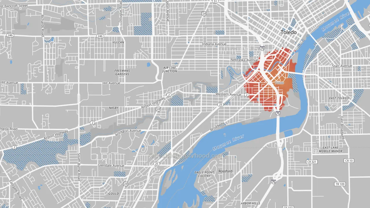 Transit Grade map of Southside, Toledo, OH