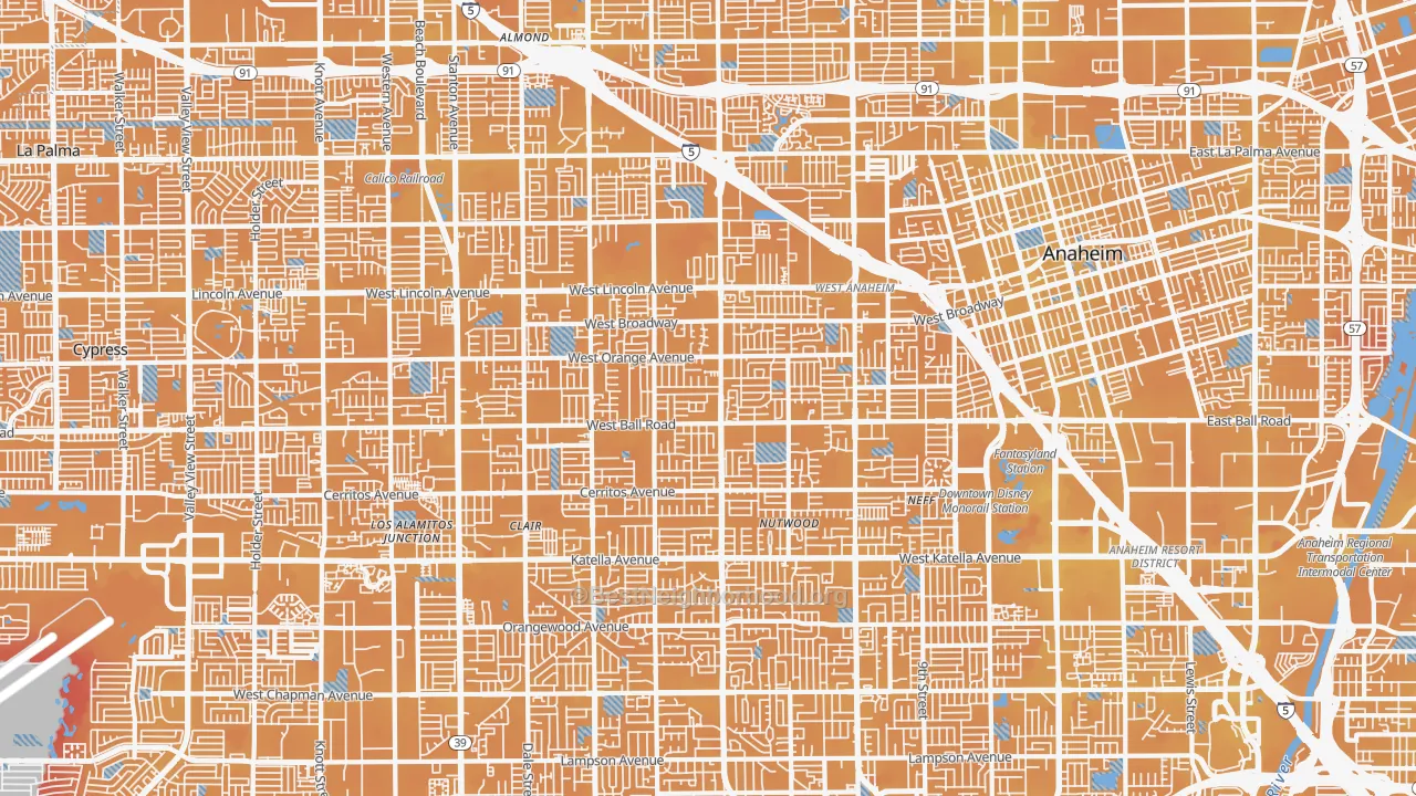 Transit Grade map of SouthWest Anaheim, Anaheim, CA