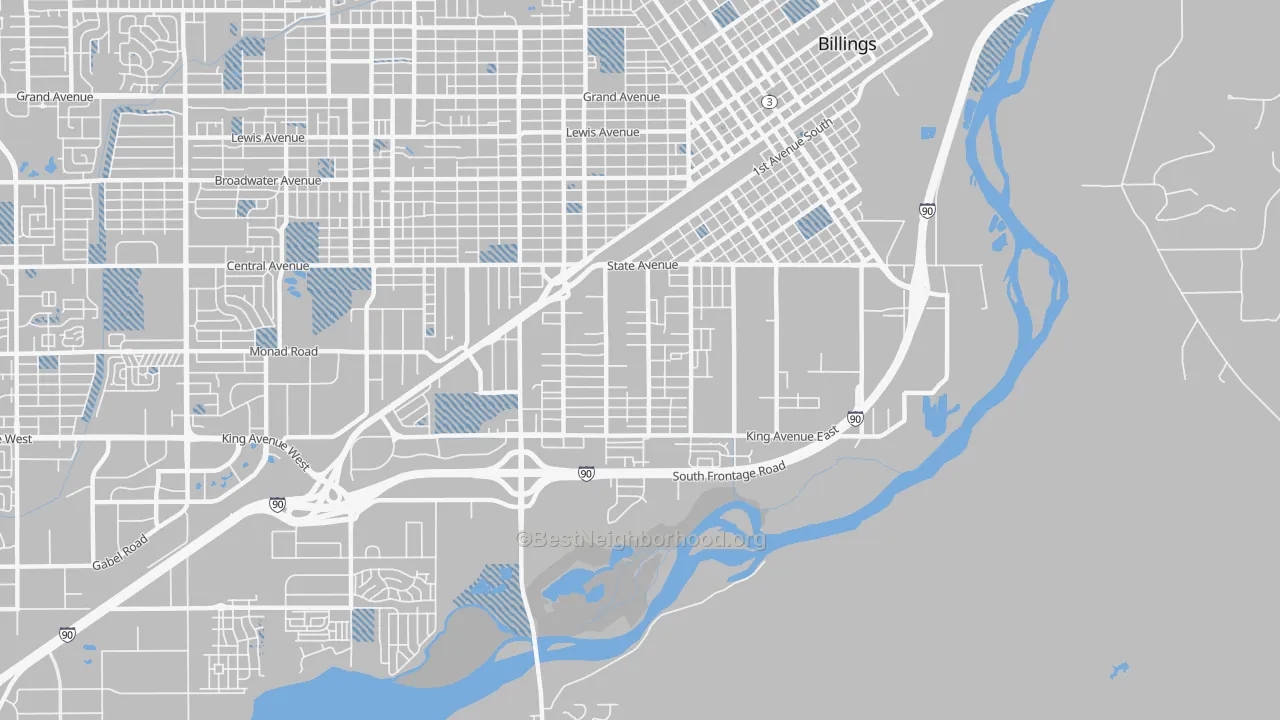 Transit Grade map of Southwest Corridor, Billings, MT