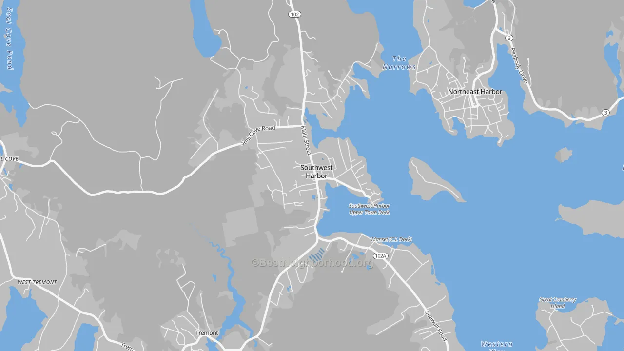 Transit Grade map of Southwest Harbor, ME