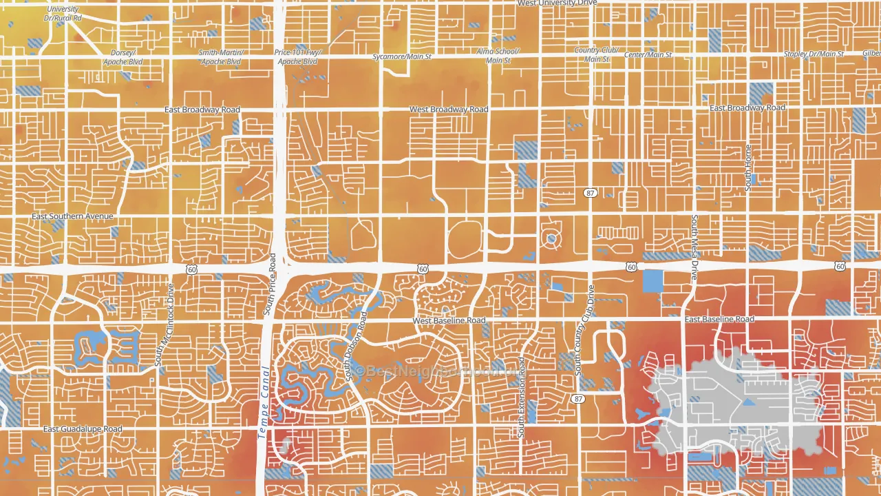 Transit Grade map of Southwest Mesa, Mesa, AZ