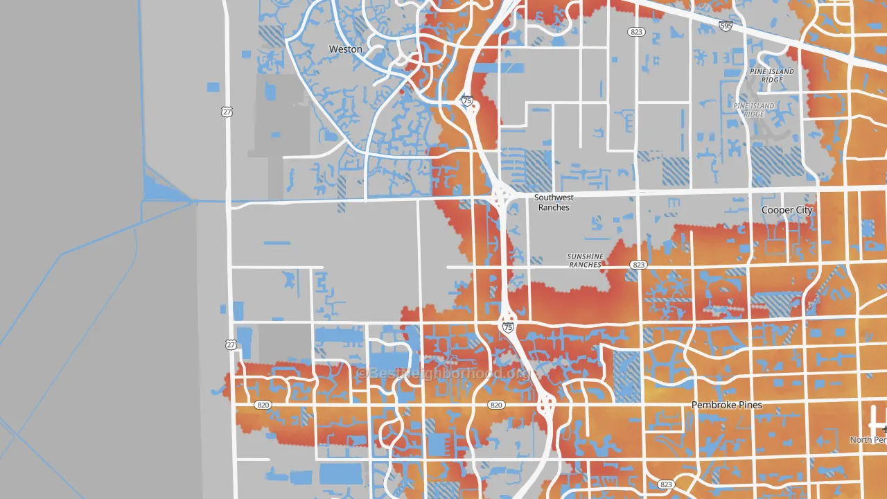 Transit Grade map of Southwest Ranches, FL