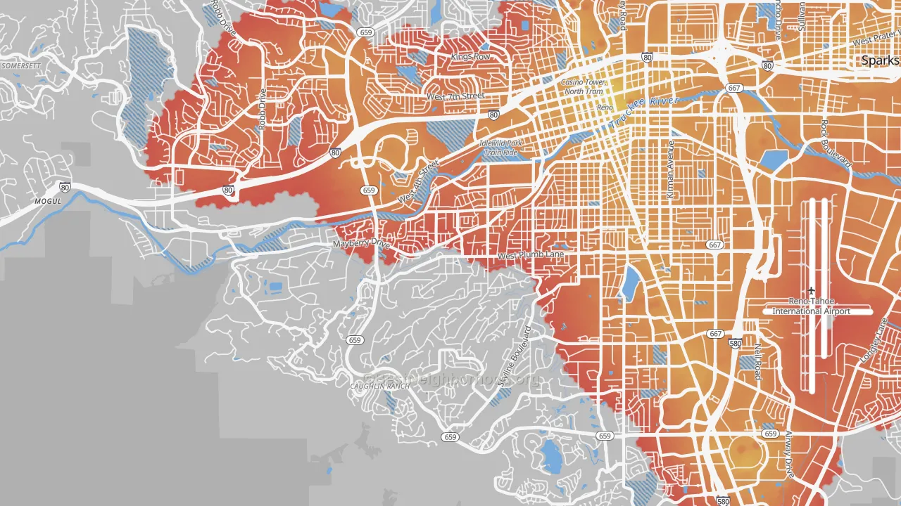 Transit Grade map of Southwest, Reno, NV