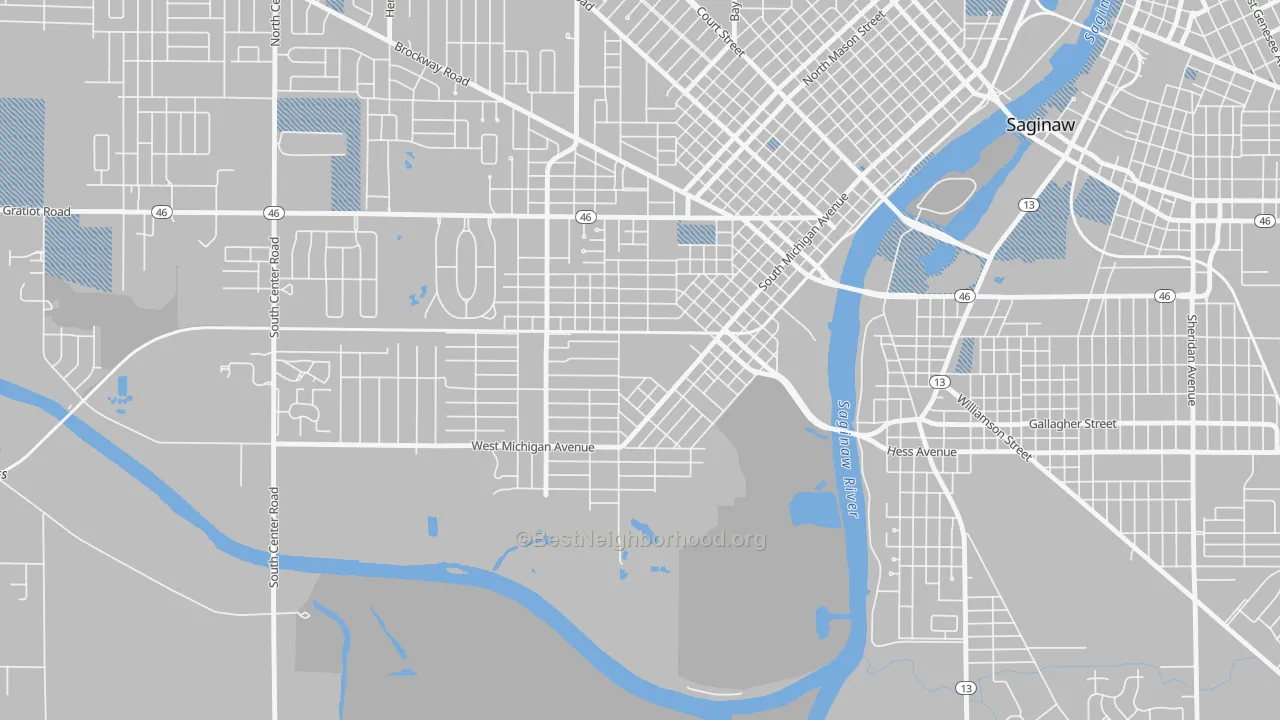 Transit Grade map of Southwest Saginaw, Saginaw, MI