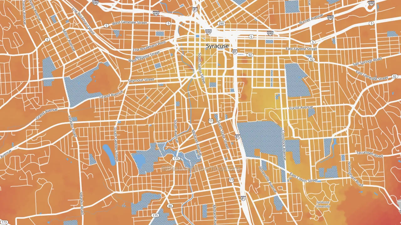 Transit Grade map of Southwest, Syracuse, NY
