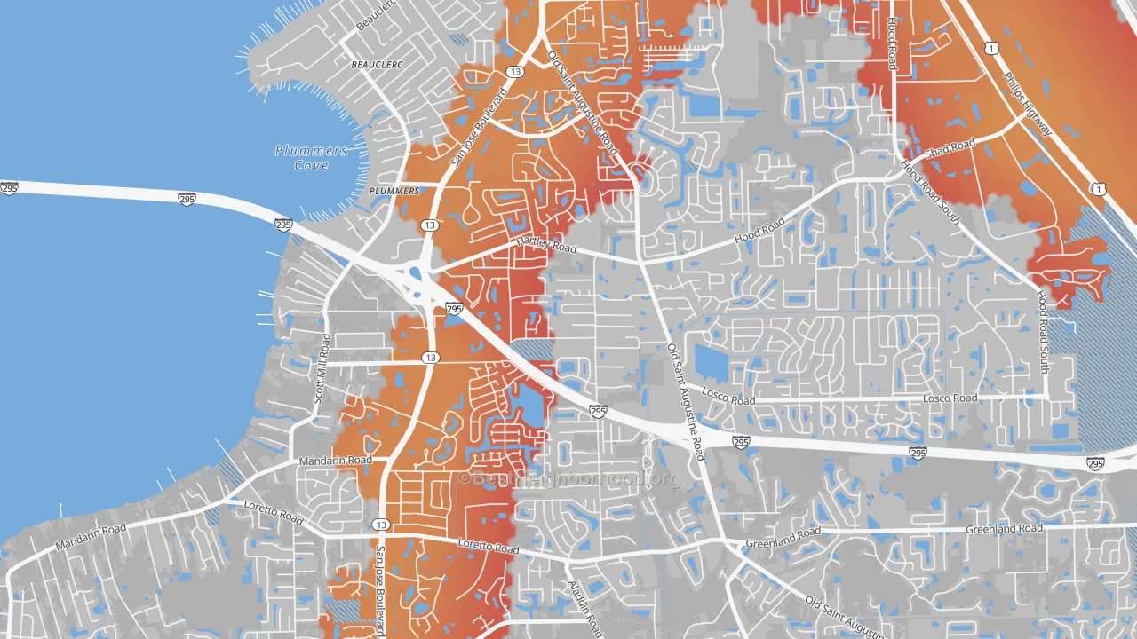 Transit Grade map of Southwood, Jacksonville, FL