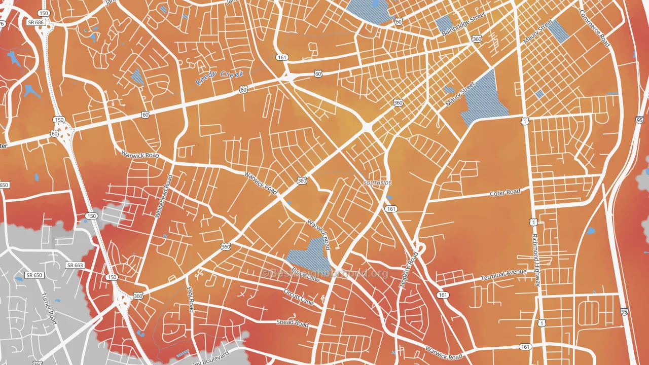 Transit Grade map of Southwood, Richmond, VA