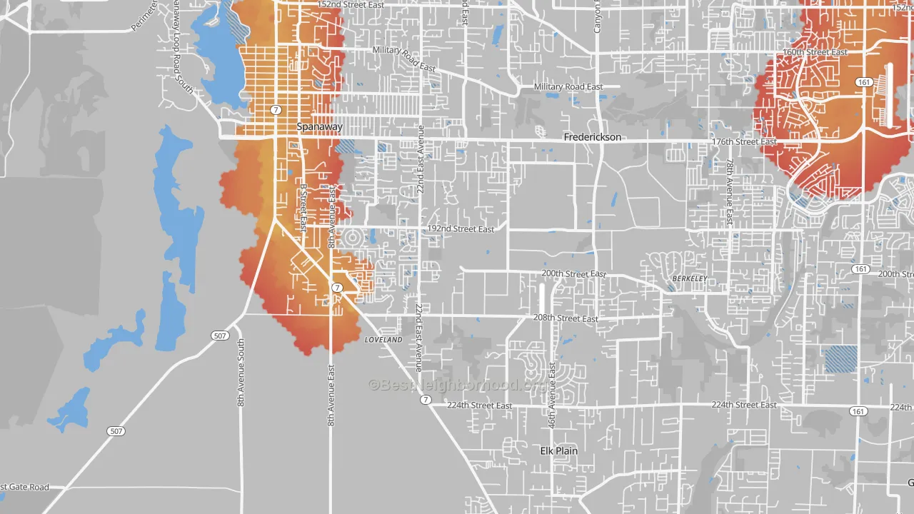 Transit Grade map of Spanaway, WA