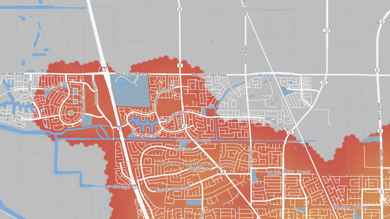 Transit Grade map of Spanos Park, Stockton, CA