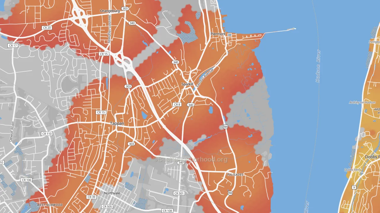Transit Grade map of Sparkill, NY