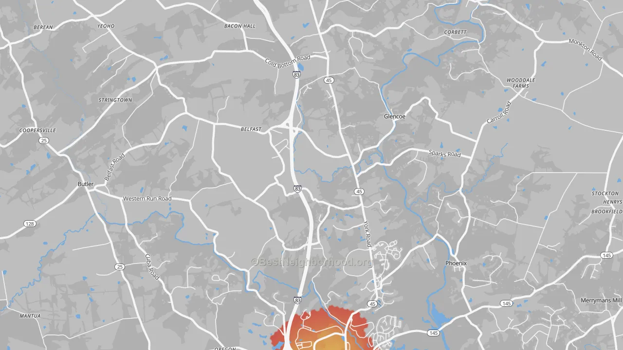 Transit Grade map of Sparks Glencoe, MD