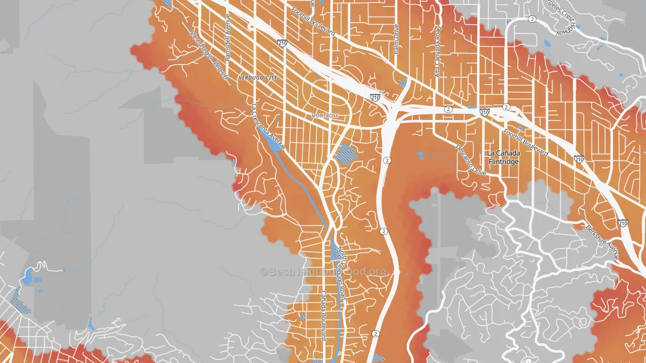 Transit Grade map of Sparr Heights, Glendale, CA