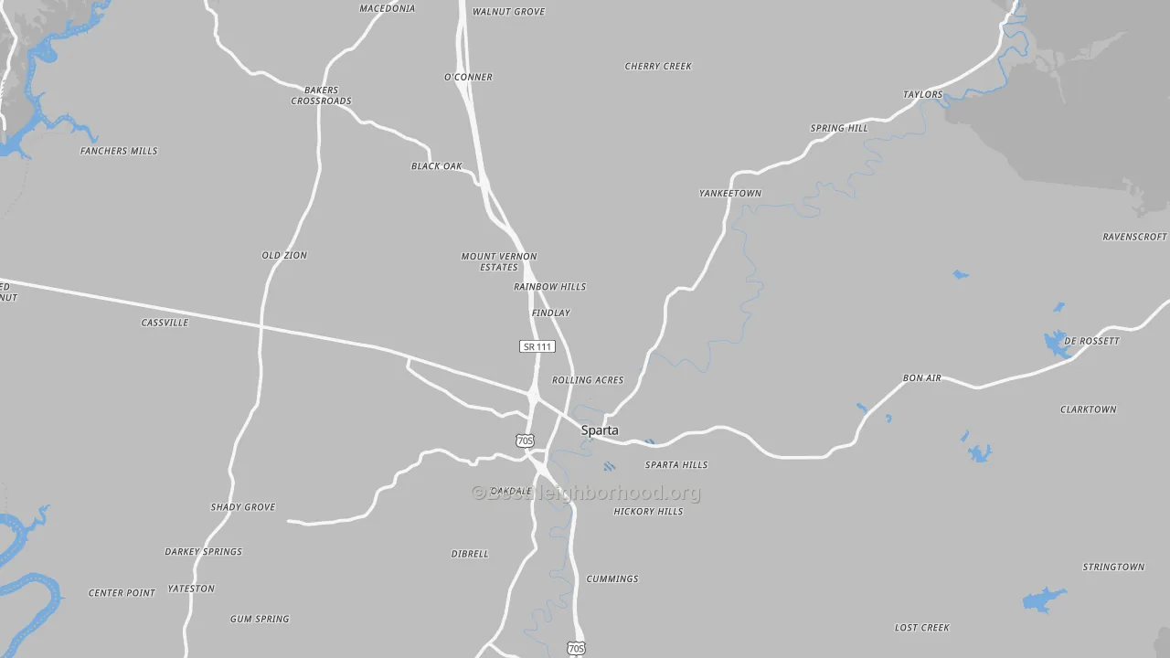 Transit Grade map of Sparta, TN