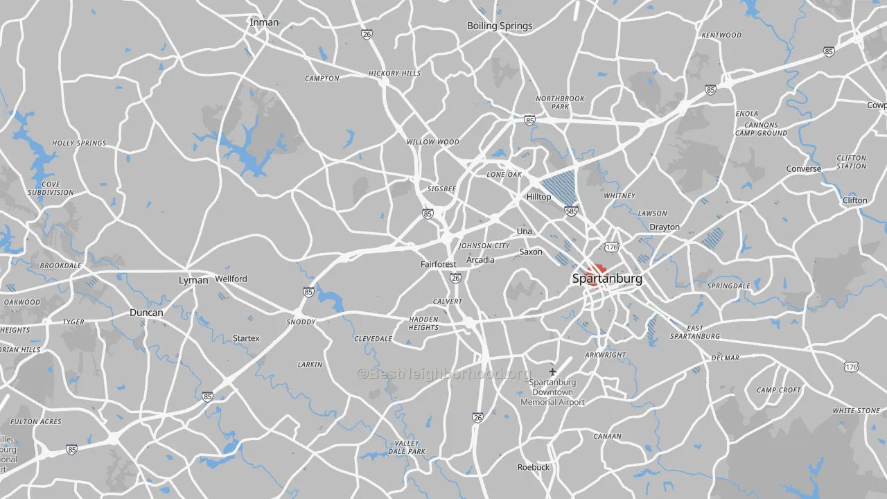Transit Grade map of Spartanburg County, SC